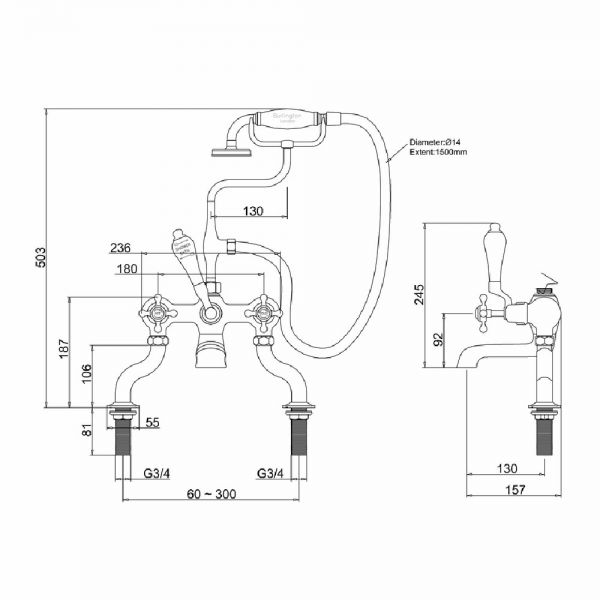 Burlington Claremont Brushed Nickel Bath Shower Mixer Tap #2
