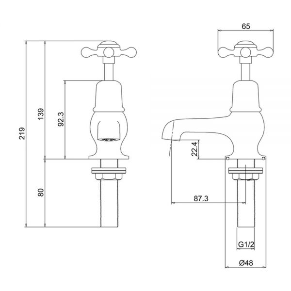 Burlington Claremont Cloakroom Gold Basin Pillar Taps #2