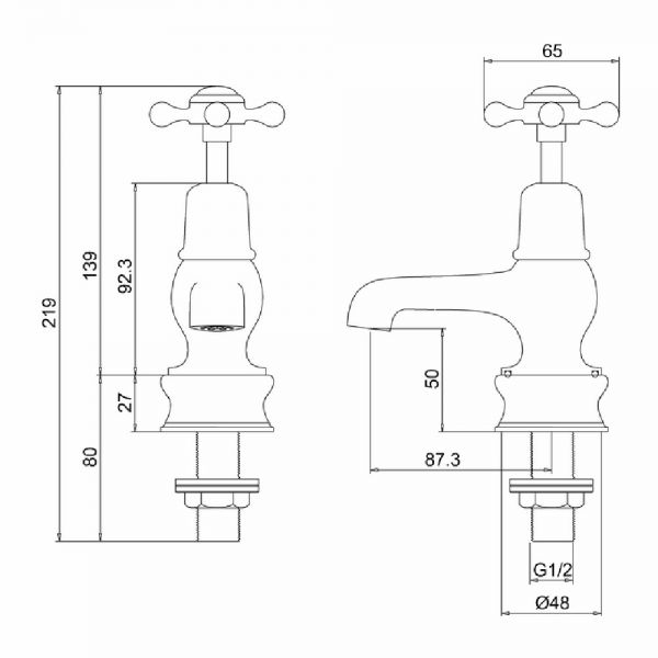 Burlington Claremont Cloakroom Regent Brushed Nickel Basin Pillar Taps #2