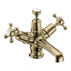 Burlington Claremont Gold Mono Basin Mixer Tap with Sprung Plug Waste
