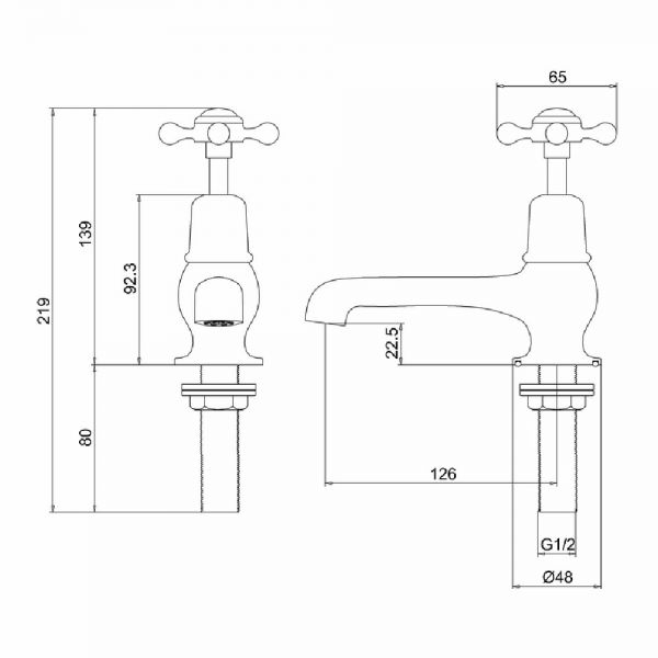 Burlington Claremont Gold Basin Pillar Taps #2