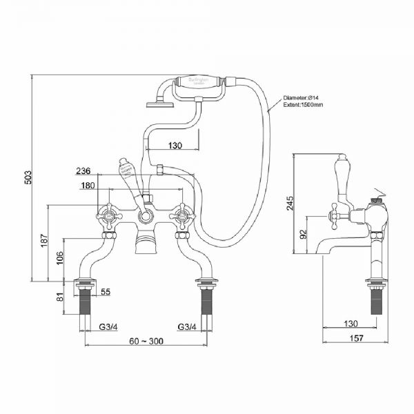 Burlington Claremont Gold Bath Shower Mixer Tap #2
