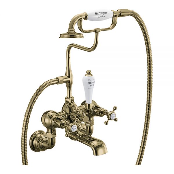 Burlington Claremont Gold Wall Mounted Bath Shower Mixer Tap