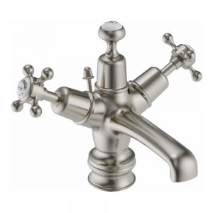 Burlington Claremont Regent Brushed Nickel Mono Basin Mixer Tap with Pop Up Waste