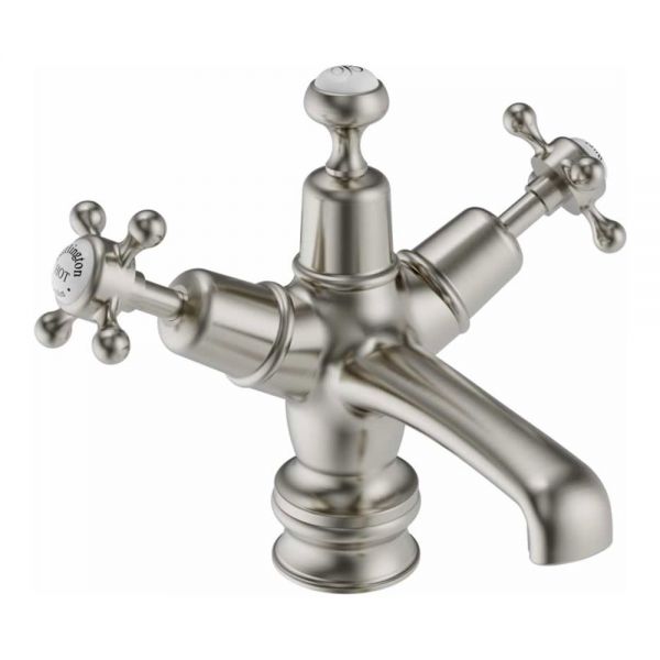 Burlington Claremont Regent Brushed Nickel Mono Basin Mixer Tap with Sprung Plug Waste