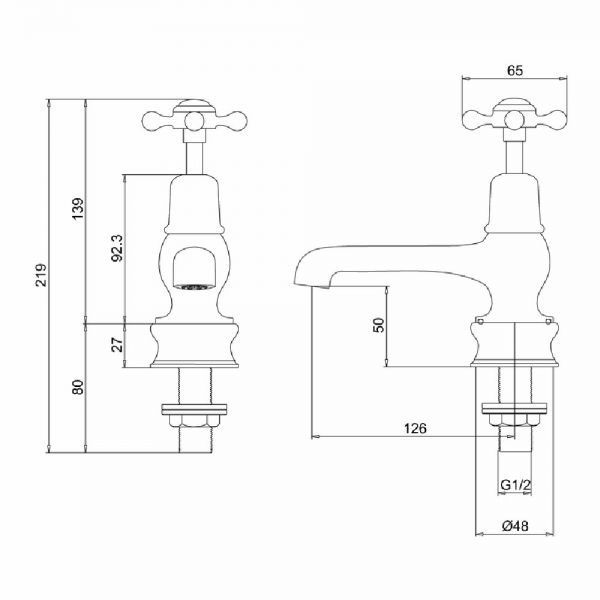 Burlington Claremont Regent Brushed Nickel Basin Pillar Taps #2