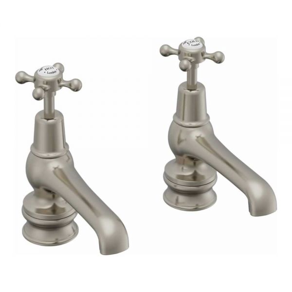 Burlington Claremont Regent Brushed Nickel Basin Pillar Taps