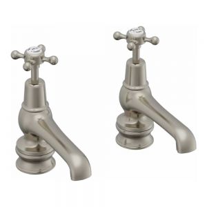 Burlington Claremont Regent Brushed Nickel Basin Pillar Taps