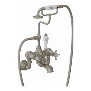 Burlington Claremont Regent Brushed Nickel Wall Mounted Bath Shower Mixer Tap