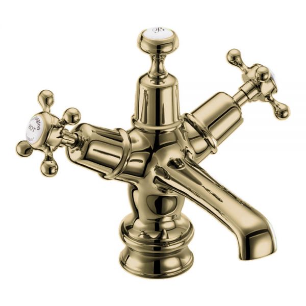 Burlington Claremont Regent Gold Mono Basin Mixer Tap with Sprung Plug Waste