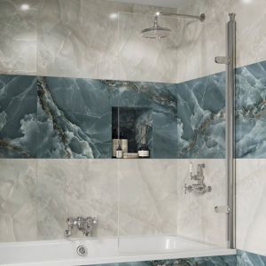 Burlington Classique Chrome Hinged Bath Screen 1500 x 850mm