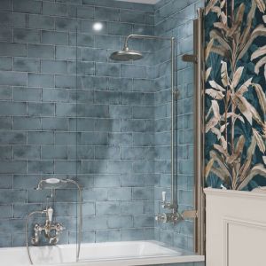 Burlington Classique Brushed Nickel Hinged Bath Screen 1500 x 850mm