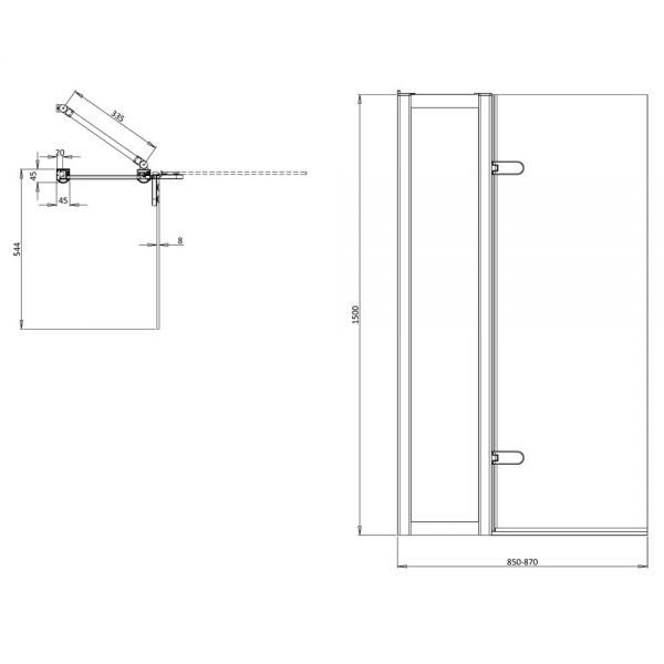 Burlington Classique 1850 Chrome Hinged Bath Screen with Access Panel 1500 x 850mm #2