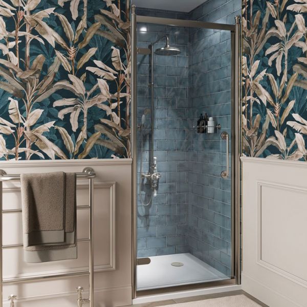 Burlington Classique Brushed Nickel Hinged Shower Door 800mm #4