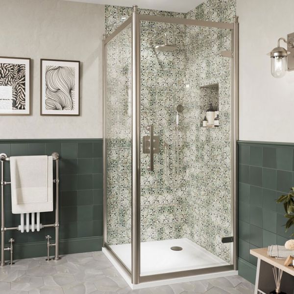 Burlington Classique Brushed Nickel Hinged Shower Door 800mm #2