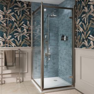 Burlington Classique Brushed Nickel Hinged Shower Door 800mm