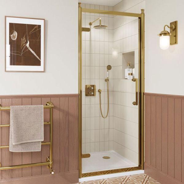 Burlington Classique Gold Hinged Shower Door 800mm #2
