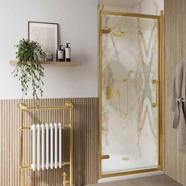 Burlington Classique Gold Hinged Shower Door 800mm #3