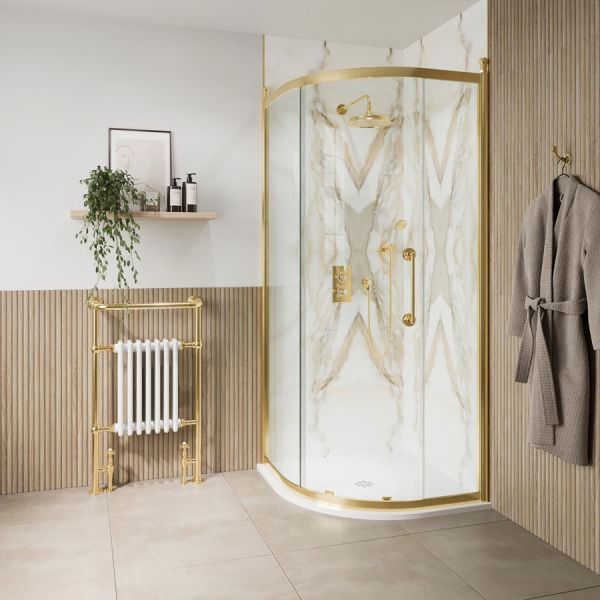 Burlington Classique Gold Quadrant Shower Enclosure 800mm #2