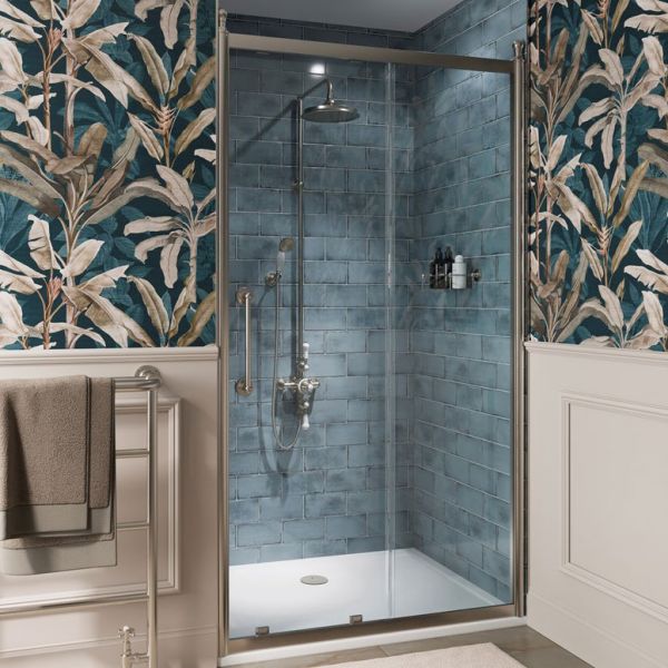 Burlington Classique Brushed Nickel Sliding Shower Door 1200mm #4