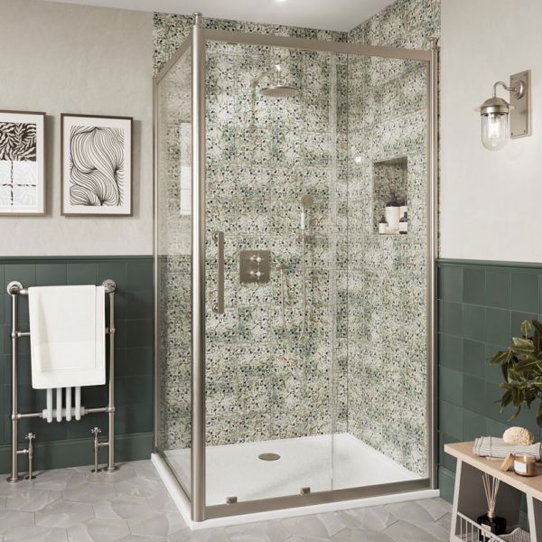 Burlington Classique Brushed Nickel Sliding Shower Door 1200mm #2