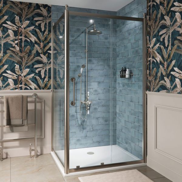 Burlington Classique Chrome Sliding Shower Door 1400mm #3