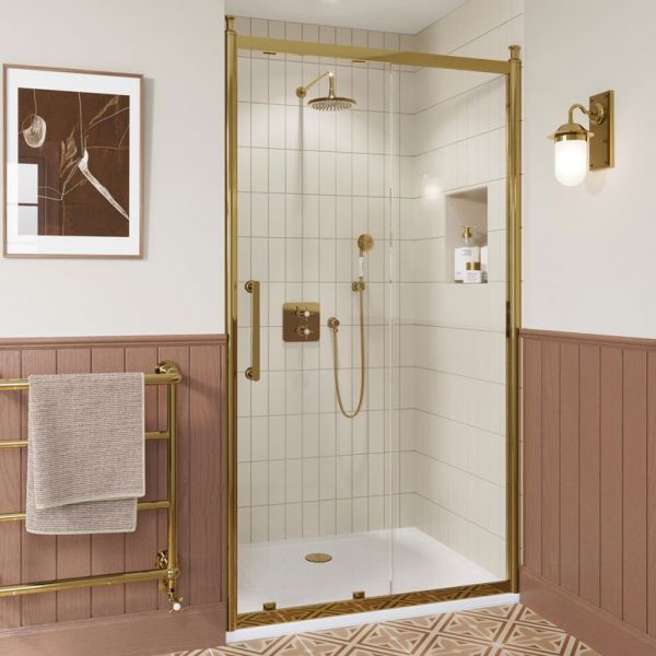 Burlington Classique Gold Sliding Shower Door 1700mm #4