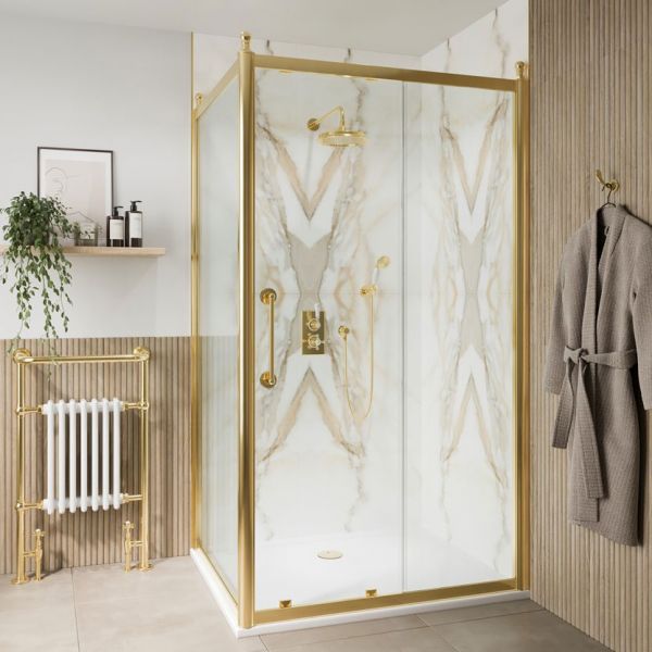 Burlington Classique Gold Sliding Shower Door 1700mm