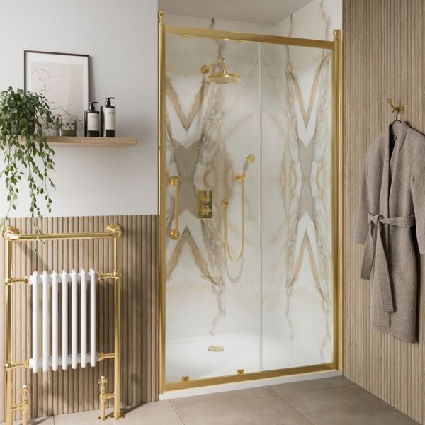 Burlington Classique Gold Sliding Shower Door 1700mm #3