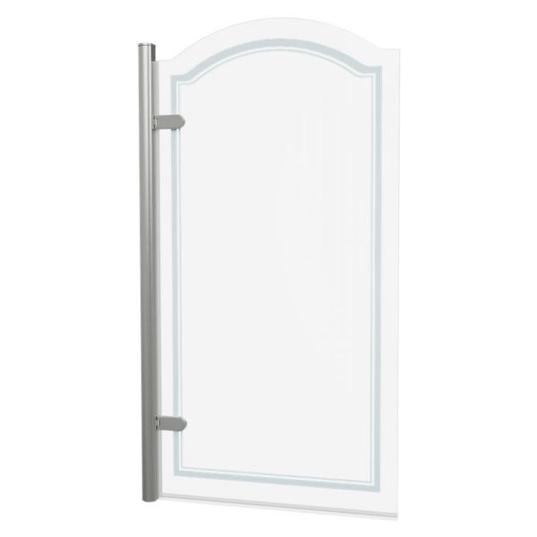 Burlington Classique Brushed Nickel Curved Hinged Bath Screen 1565 x 850mm Left Hand