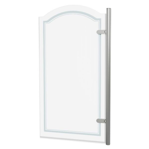 Burlington Classique Brushed Nickel Curved Hinged Bath Screen 1565 x 850mm Right Hand