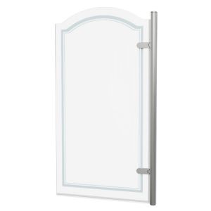 Burlington Classique Brushed Nickel Curved Hinged Bath Screen 1565 x 850mm Right Hand