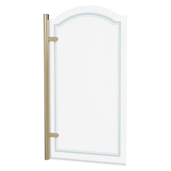 Burlington Classique Gold Curved Hinged Bath Screen 1565 x 850mm Left Hand
