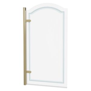 Burlington Classique Gold Curved Hinged Bath Screen 1565 x 850mm Left Hand