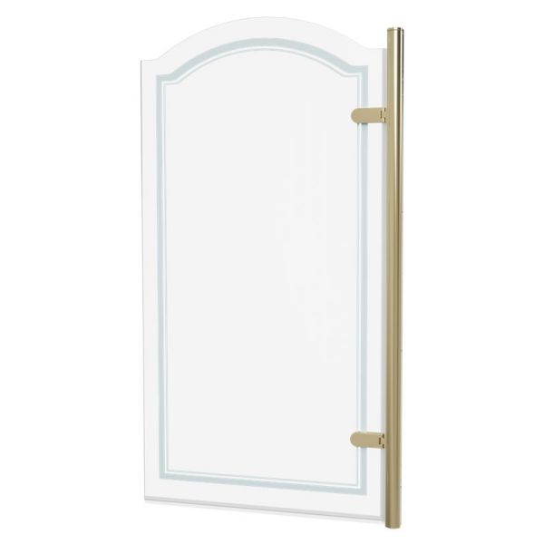 Burlington Classique Gold Curved Hinged Bath Screen 1565 x 850mm Right Hand