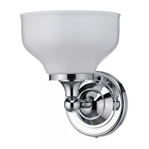 Burlington Chrome LED Bathroom Wall Light and Opal Glass Shade