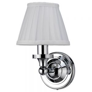 Burlington Chrome LED Bathroom Wall Light and White Fine Pleated Shade