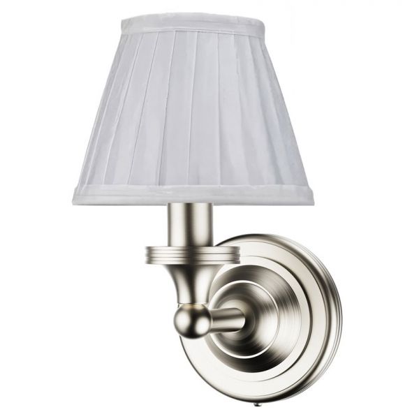Burlington Brushed Nickel LED Bathroom Wall Light and White Fine Pleated Shade