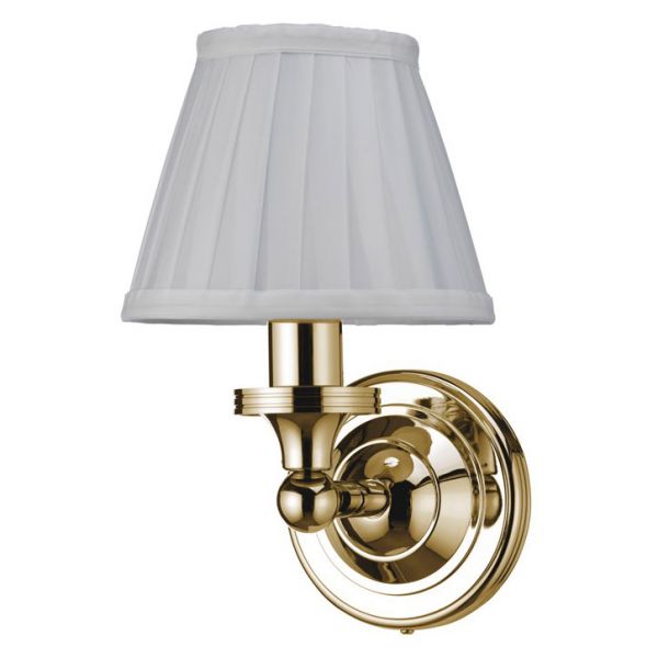 Burlington Gold LED Bathroom Wall Light and White Fine Pleated Shade