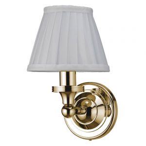 Burlington Gold LED Bathroom Wall Light and White Fine Pleated Shade