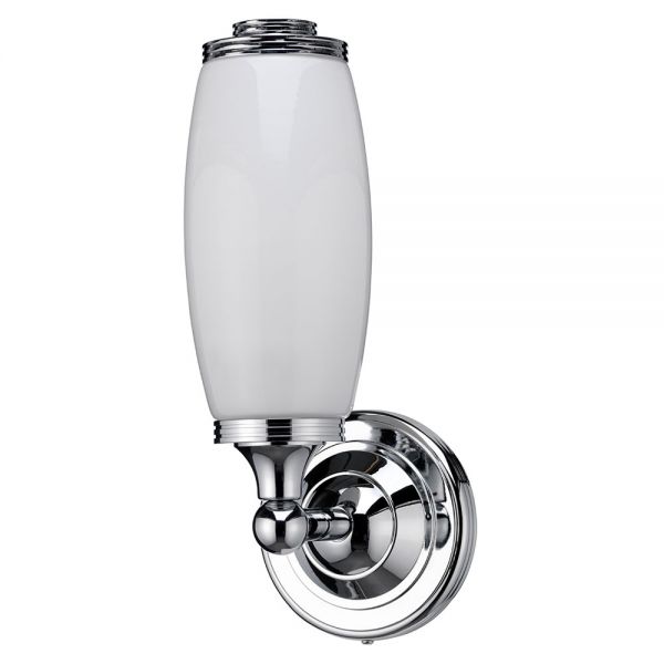 Burlington Chrome LED Bathroom Wall Light and Opal Glass Tube Shade