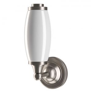 Burlington Brushed Nickel LED Bathroom Wall Light and Opal Glass Tube Shade
