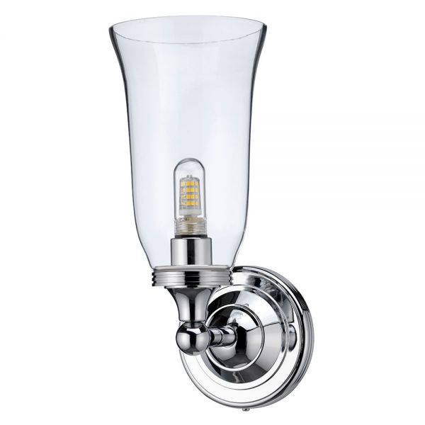 Burlington Chrome LED Bathroom Wall Light and Clear Glass Vase Shade