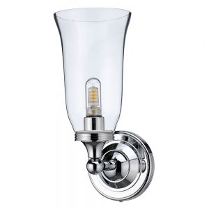 Burlington Chrome LED Bathroom Wall Light and Clear Glass Vase Shade