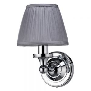 Burlington Chrome LED Bathroom Wall Light and Silver Chiffon Shade