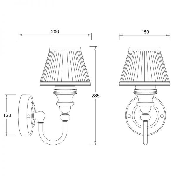 Burlington Chrome LED Ornate Bathroom Wall Light and White Fine Pleated Shade #2