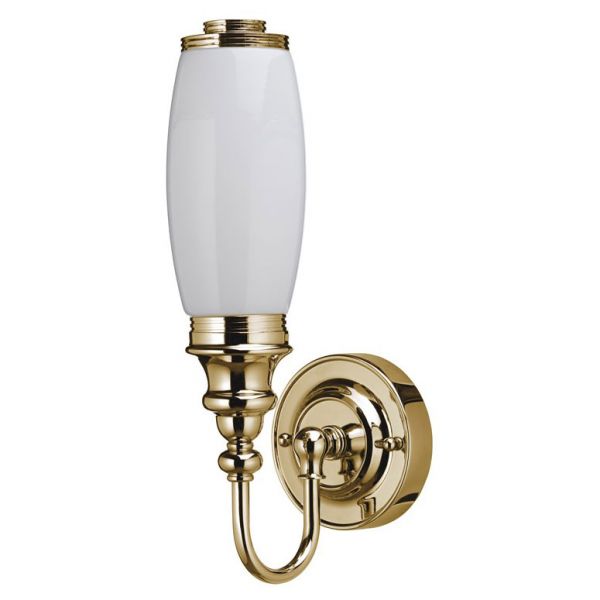 Burlington Gold LED Ornate Bathroom Wall Light and Opal Glass Tube Shade