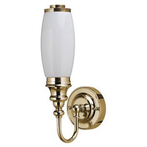 Burlington Gold LED Ornate Bathroom Wall Light and Opal Glass Tube Shade