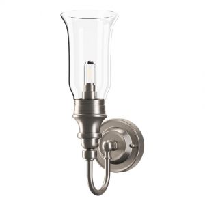 Burlington Brushed Nickel LED Ornate Bathroom Wall Light and Clear Glass Vase Shade