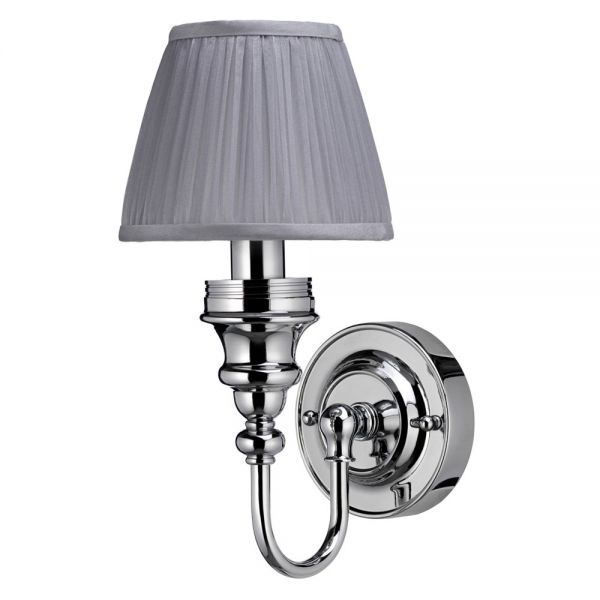 Burlington Chrome LED Ornate Bathroom Wall Light and Silver Chiffon Shade
